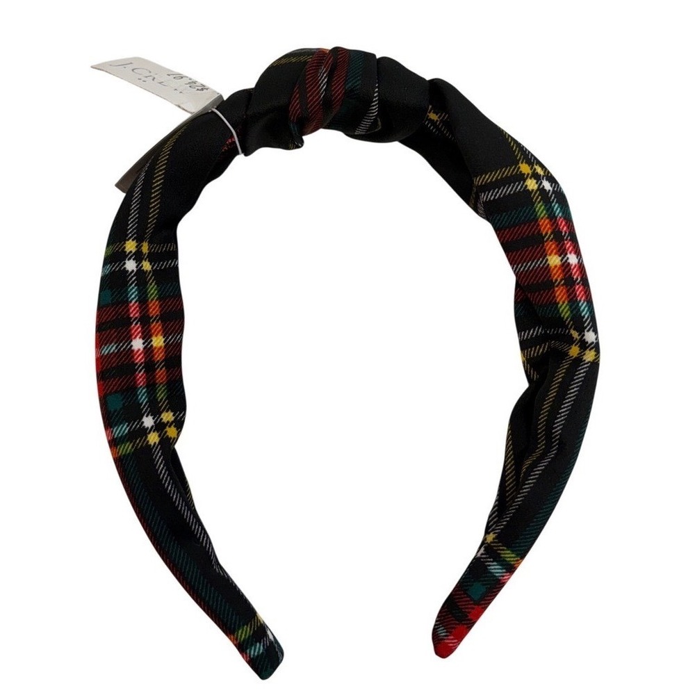 J.Crew Knotted Headband Black Stewart Tartan Plaid Holiday Hair Accessory CE742‎
